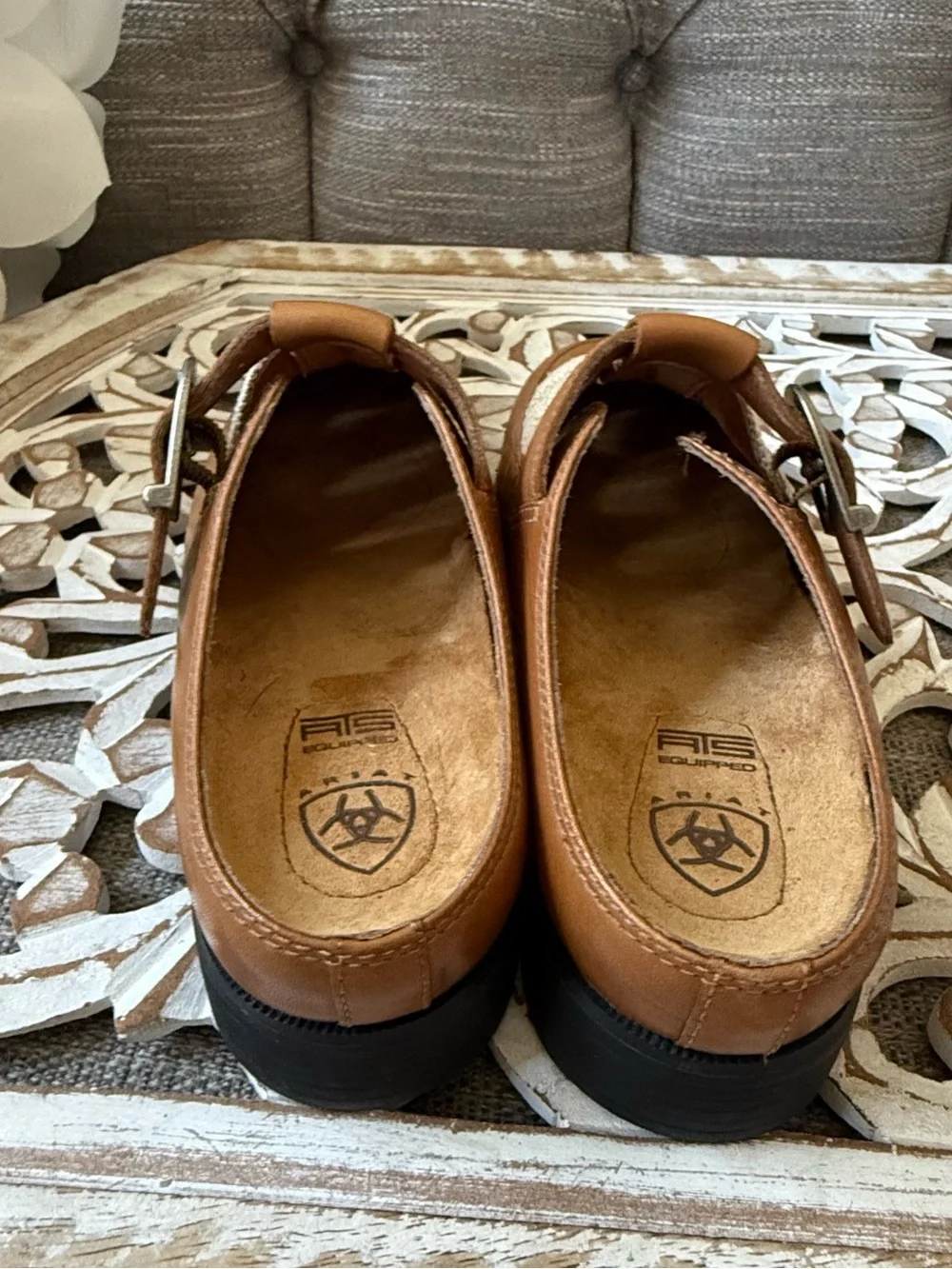 Ariat Western Tan Leather Slip on Clogs Shoes Women’s 6.5 NEW